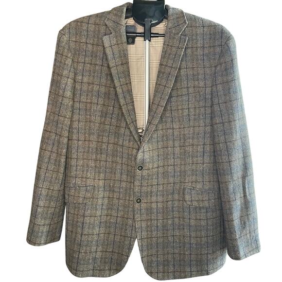 Joe by Joseph Abboud Men’s Wool Blazer Sz 44R Slim Fit Elbow Patches Glen Plaid - Picture 1 of 10